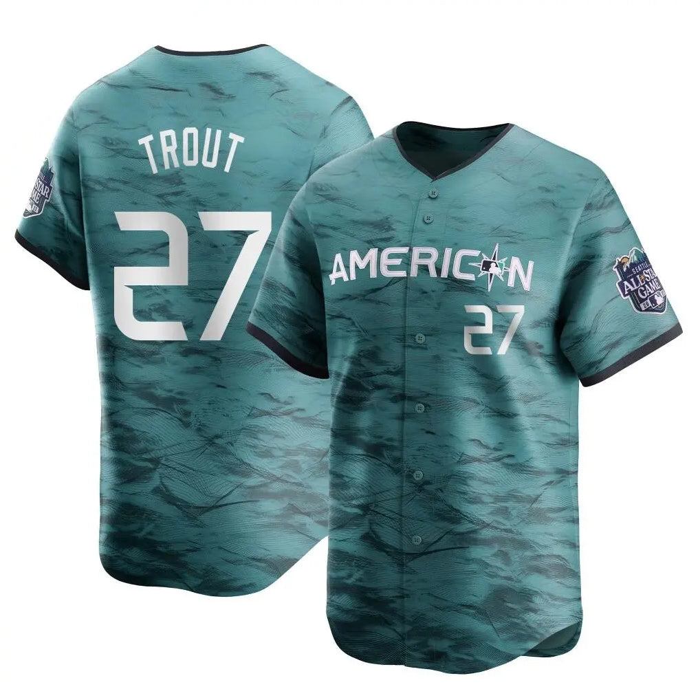 newshops LA.Angels #27 Mike Trout Player Teal Limited American League Game Vapor Premier All-Star Stitched Jerseys