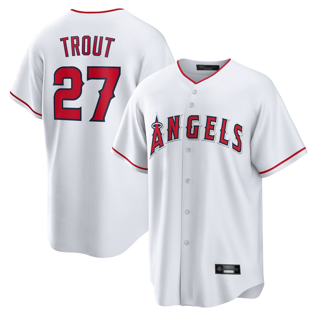 newshops LA.Angels #27 Mike Trout Player White Home Game Stitched Jerseys
