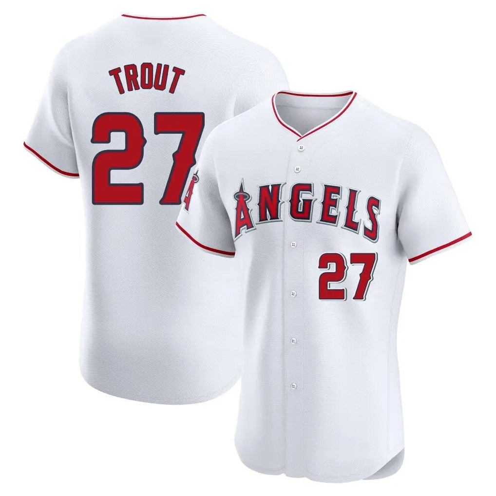 newshops LA.Angels #27 Mike Trout Player White Limited Elite Stitched Home Jerseys