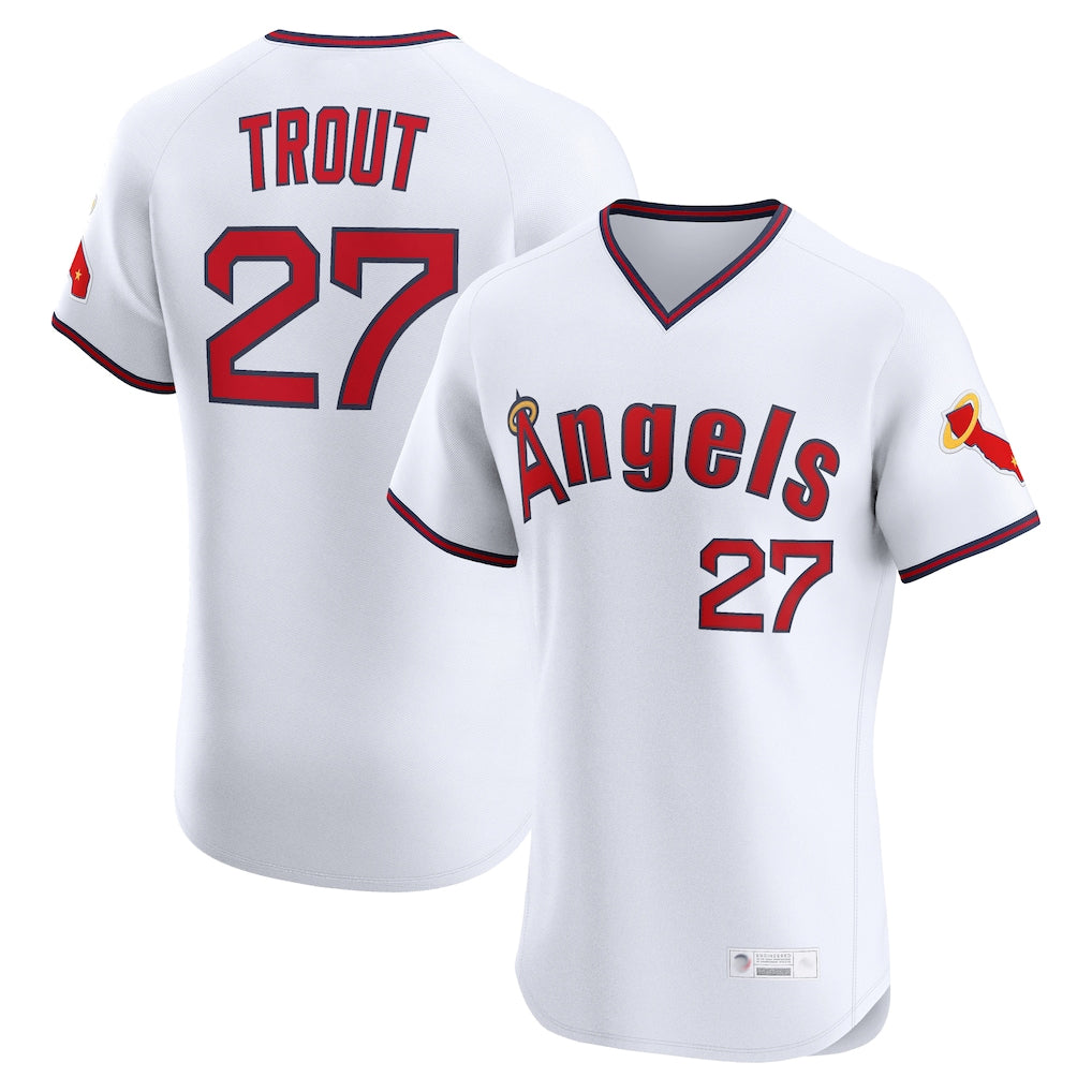 newshops LA.Angels #27 Mike Trout Player White T-shirt Home Limited Elite Stitched Jerseys