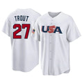 newshops LA.Angels #27 Mike Trout Player White USA World Classic Game Home Stitched Jerseys
