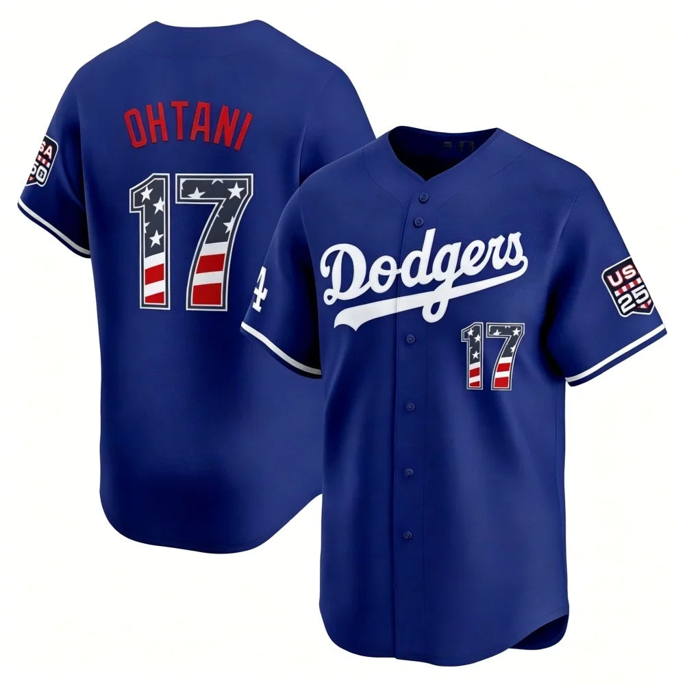 Newshop LA.Dodgers #17 Shohei Ohtani Royal USA 250 Fourth of July Limited Baseball Stitched Jersey