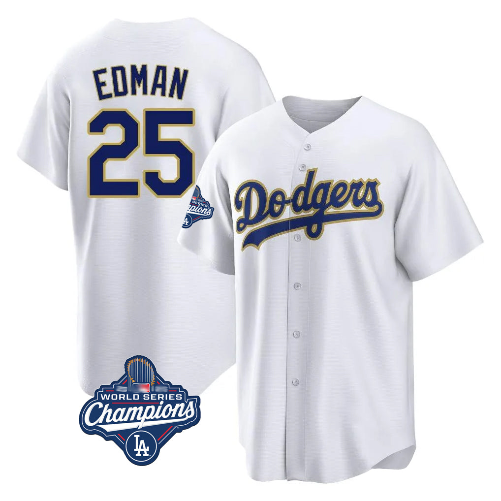 newshops LA.Dodgers #25 Tommy Edman Player Gold White World Series Meet 2026 Collection Stadium Limited Elite Stitched Jerseys