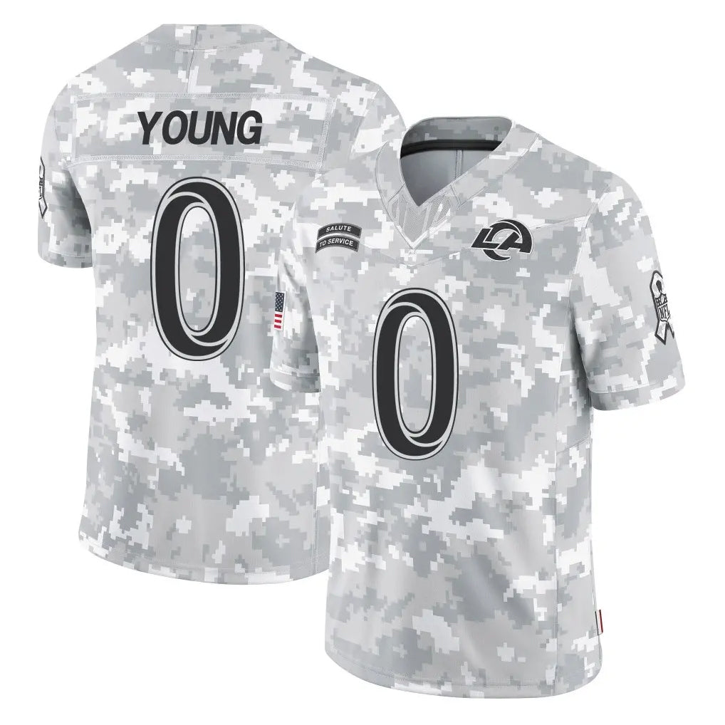Newshops LA.Rams #0 Byron Young Player Arctic Camo Salute To Service Limited Game Stitched Jerseys