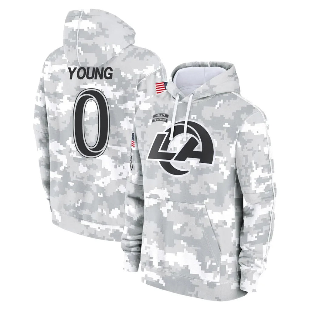 Newshops LA.Rams #0 Byron Young Player Arctic Camo Salute to Service Hoodies Limited Game Stitched Jerseys