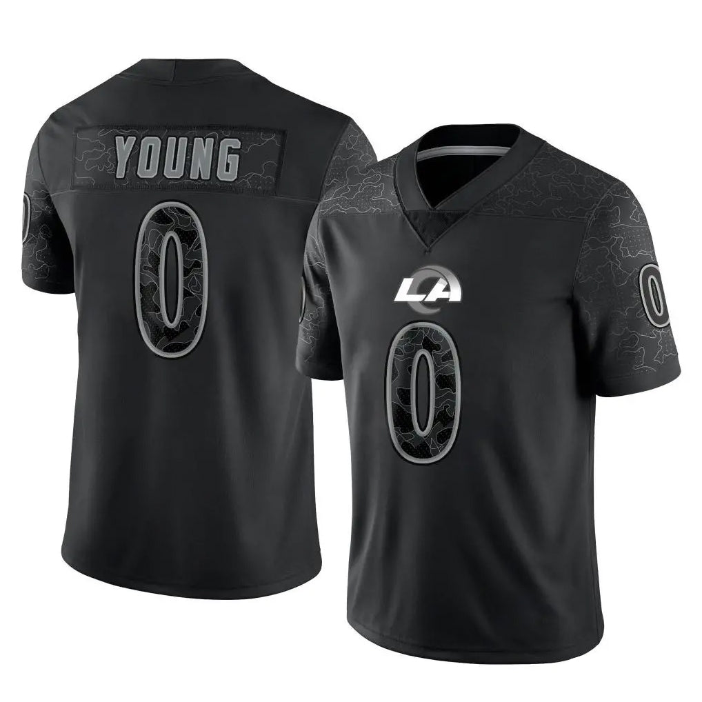 Newshops LA.Rams #0 Byron Young Player Black Limited Reflective Home Game Stitched Jerseys