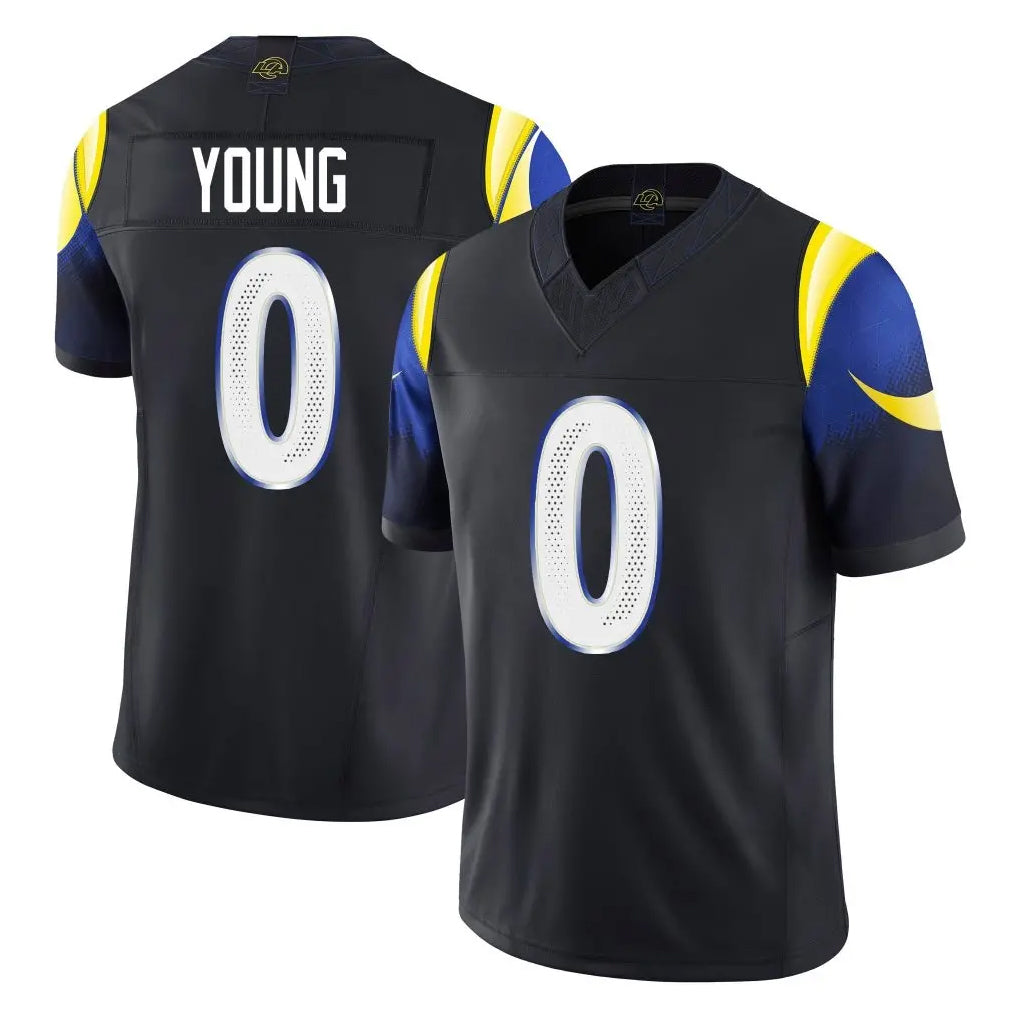 Newshops LA.Rams #0 Byron Young Player Black Midnight Rivalries Collection Limited Home Game Stitched Jerseys
