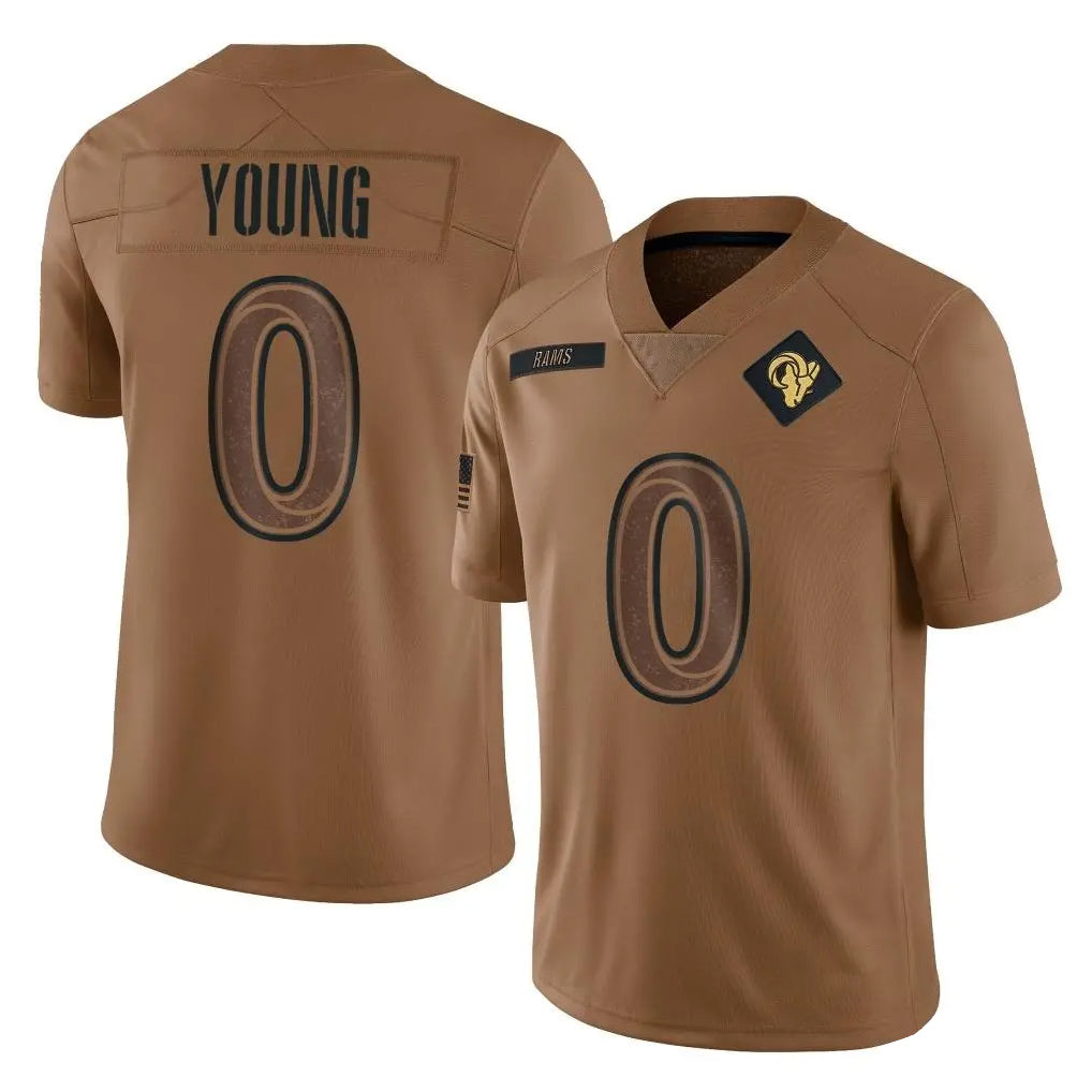 Newshops LA.Rams #0 Byron Young Player Brown Salute To Service Limited Stitched Jerseys