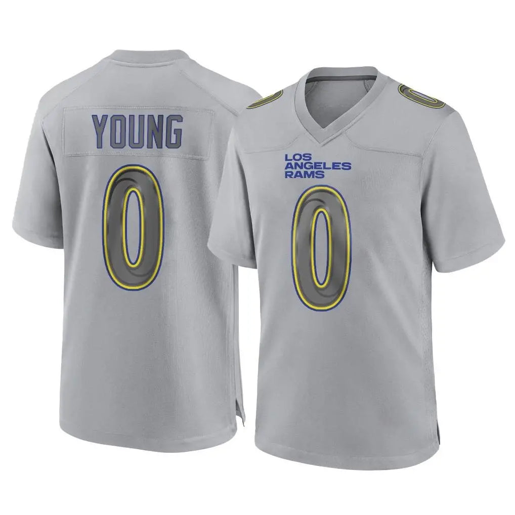 Newshops LA.Rams #0 Byron Young Player Gray Atmosphere Fashion Home Game Stitched Jerseys