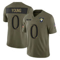 Newshops LA.Rams #0 Byron Young Player Olive 2025 Salute To Service Limited Game Stitched Jerseys