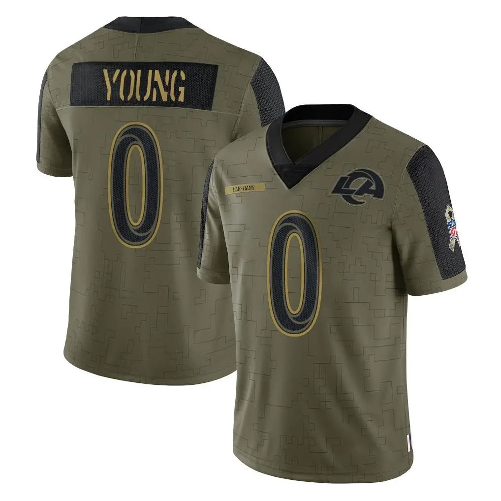 Newshops LA.Rams #0 Byron Young Player Olive Salute To Service Limited Game Stitched Jerseys