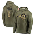 Newshops LA.Rams #0 Byron Young Player Olive Salute to Service Pullover Hoodies Home Game Stitched Jerseys