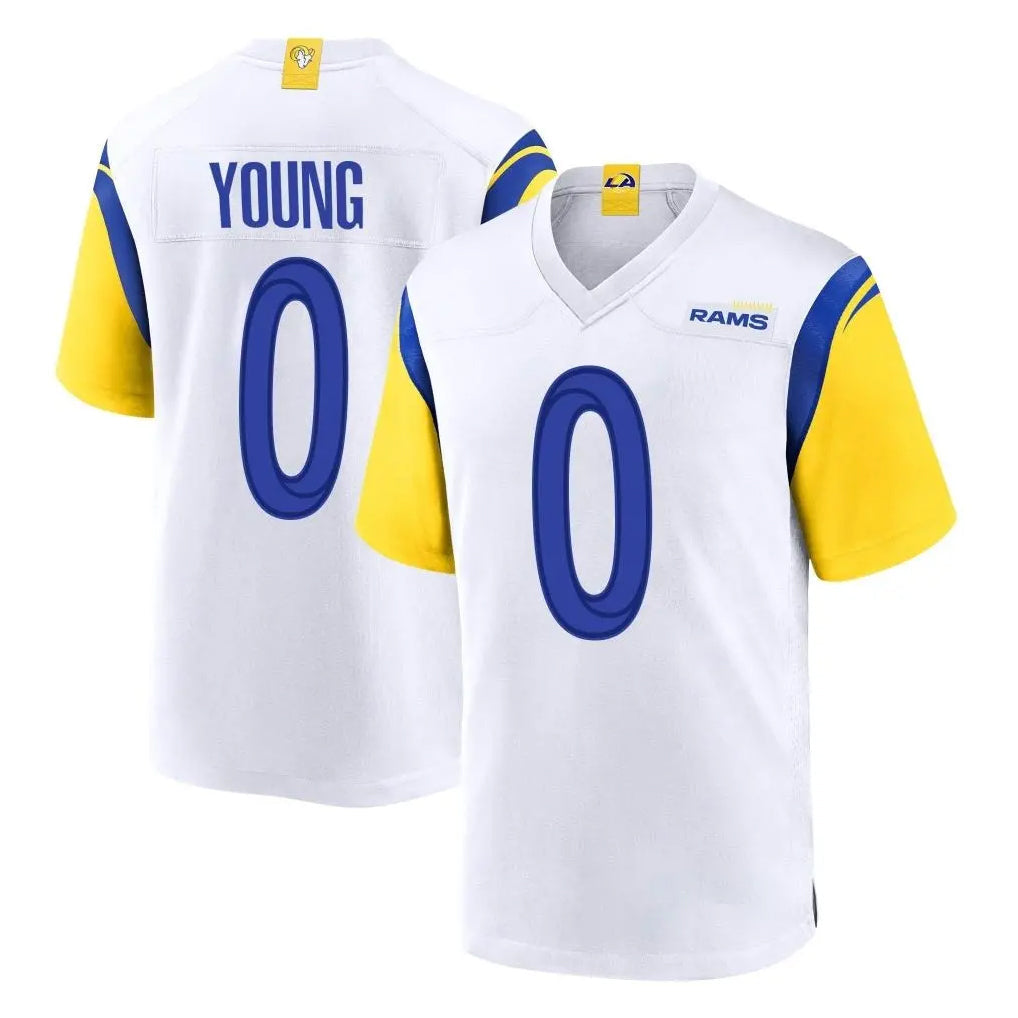 Newshops LA.Rams #0 Byron Young Player White Home Game Stitched Jerseys