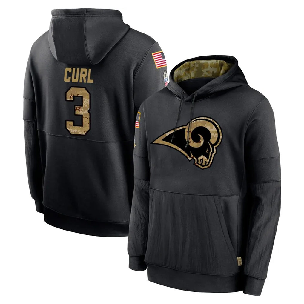 Newshops LA.Rams #3 Kam Curl Player Black Salute to Service Hoodies Limited Game Stitched Jerseys