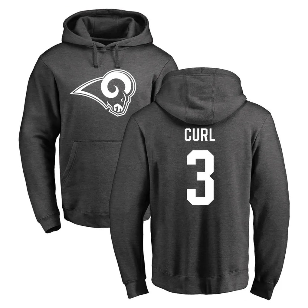 Newshops LA.Rams #3 Kam Curl Player Gray Pullover Hoodie Limited Game Stitched Jerseys