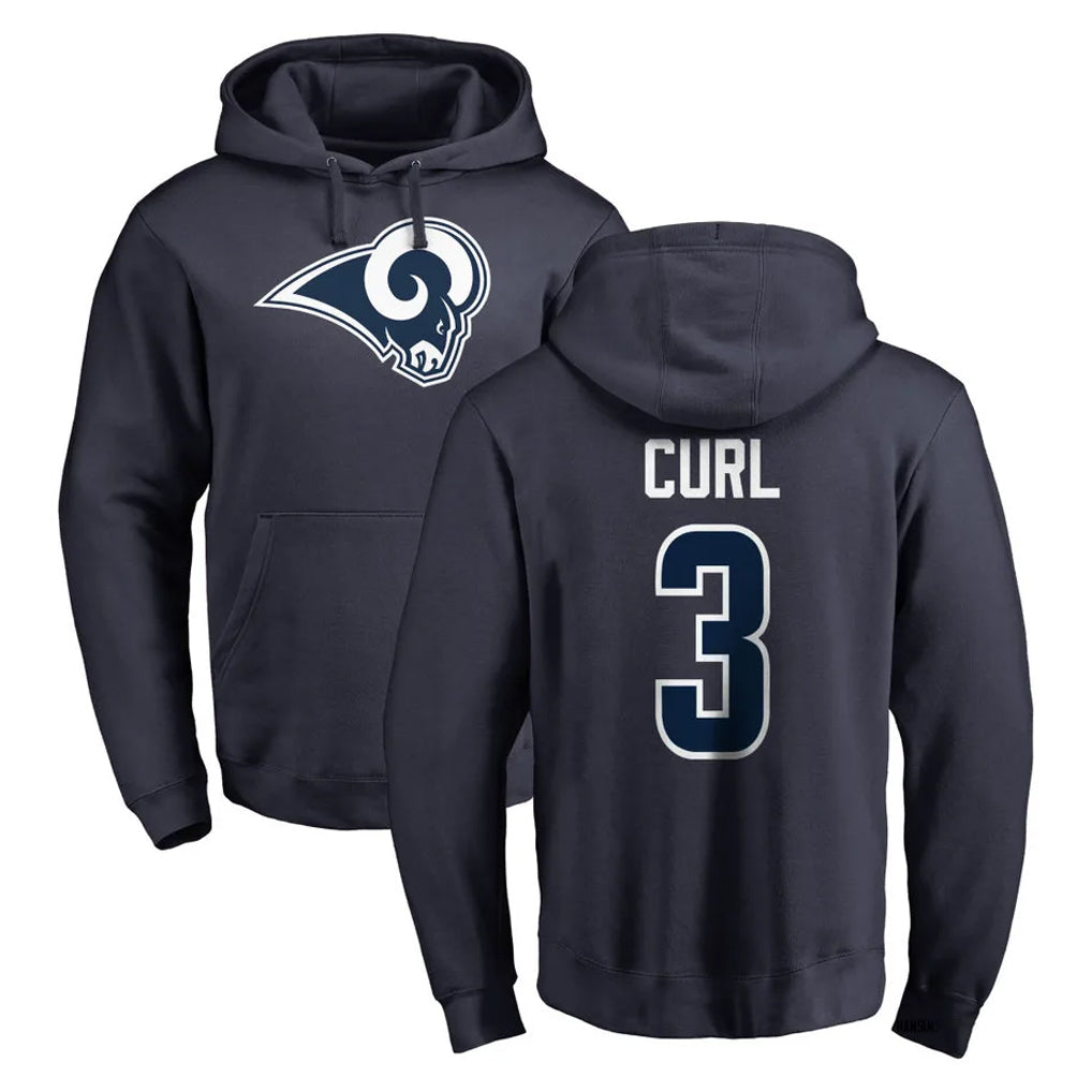 Newshops LA.Rams #3 Kam Curl Player Navy Pullover Hoodie Limited Game Stitched Jerseys