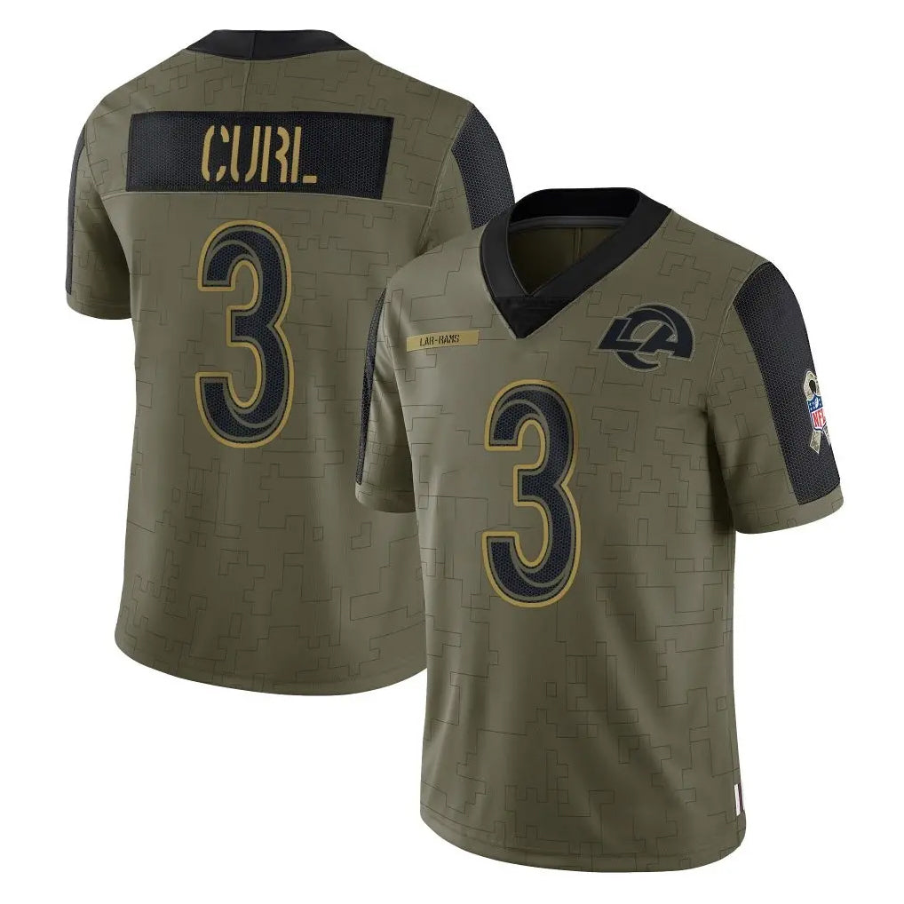 Newshops LA.Rams #3 Kam Curl Player Olive Salute To Service Limited Game Stitched Jerseys