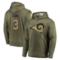 Newshops LA.Rams #3 Kam Curl Player Olive Salute to Service Pullover Hoodies Home Game Stitched Jerseys