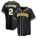 newshops M.Brewers #2 Brice Turang Player Black Fashion Out Home Game Stitched Jerseys