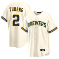 newshops M.Brewers #2 Brice Turang Player Cream Home Game Stitched Jerseys