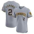 newshops M.Brewers #2 Brice Turang Player Gray Home Limited Elite Stitched Jerseys