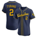 newshops M.Brewers #2 Brice Turang Player Navy Home Limited Elite Stitched Jerseys