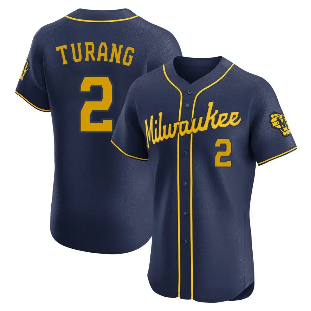 newshops M.Brewers #2 Brice Turang Player Navy Home Limited Elite Stitched Jerseys