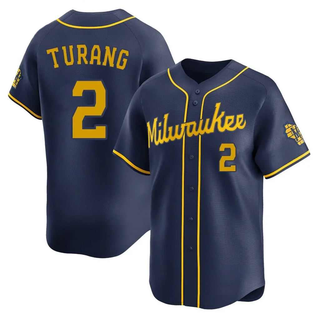 newshops M.Brewers #2 Brice Turang Player Navy Home Limited Stitched Jerseys