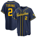 newshops M.Brewers #2 Brice Turang Player Navy Home Stadium Game Stitched Jerseys