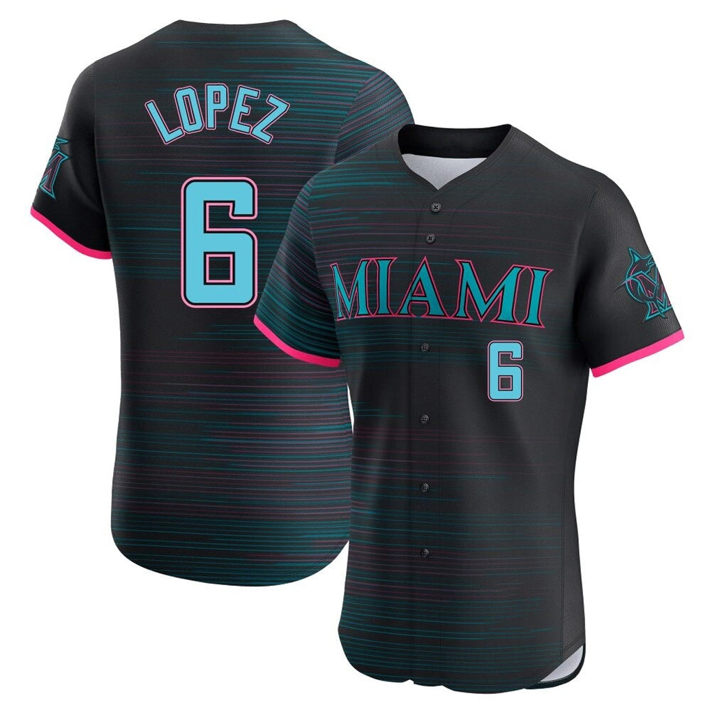 newshops M.Marlins #6 Otto Lopez Player Black City Connect Home Limited Elite Stitched Jerseys