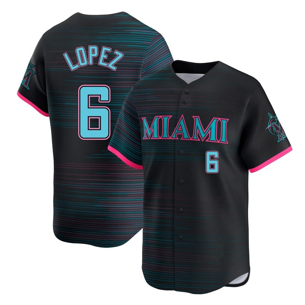 newshops M.Marlins #6 Otto Lopez Player Black City Connect Home Limited Stitched Jerseys
