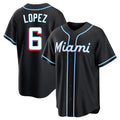 newshops M.Marlins #6 Otto Lopez Player Black Fashion Out Home Game Stitched Jerseys