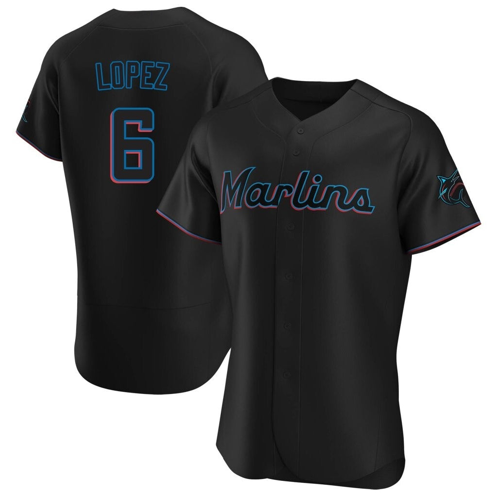 newshops M.Marlins #6 Otto Lopez Player Black Home Limited Elite Stitched Jerseys