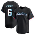 newshops M.Marlins #6 Otto Lopez Player Black  Home Limited Stitched Jerseys