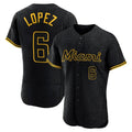 newshops M.Marlins #6 Otto Lopez Player Black Snake Skin City Home Limited Elite Stitched Jerseys