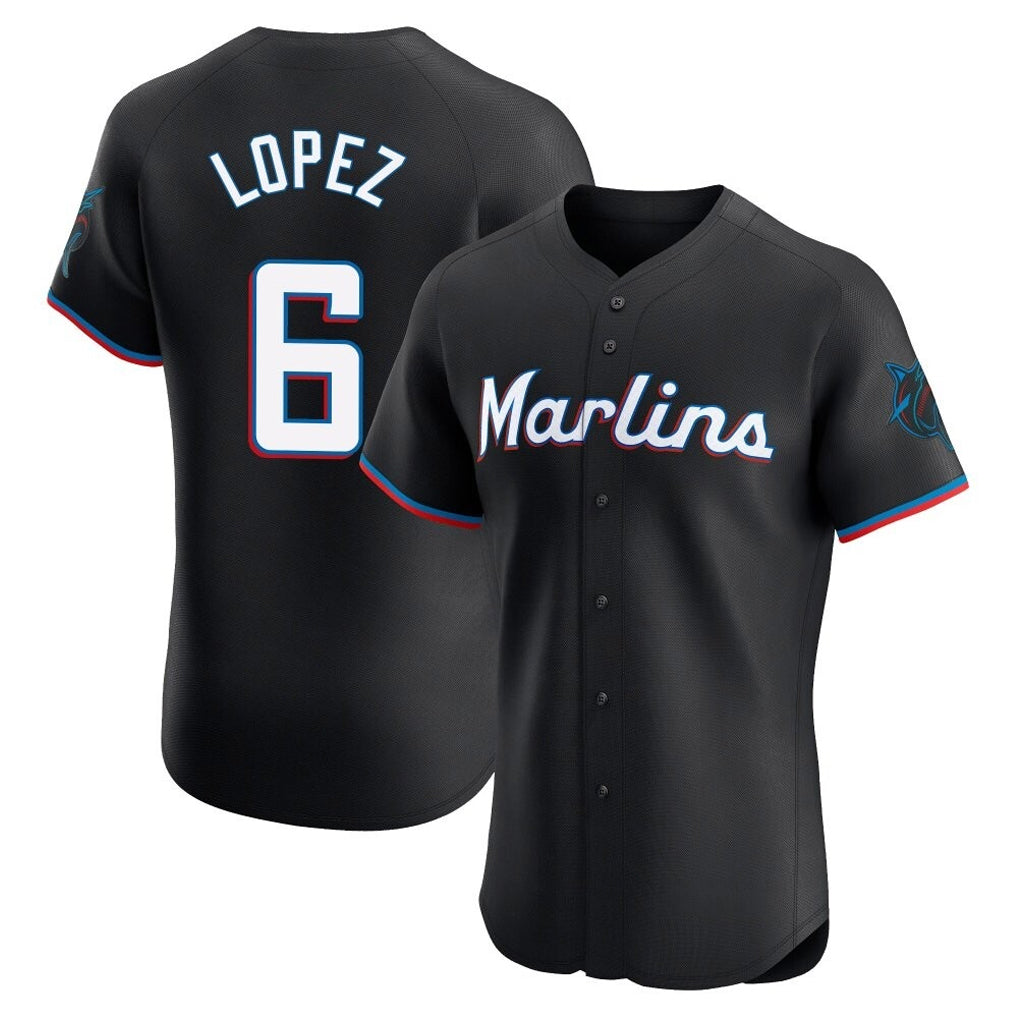 newshops M.Marlins #6 Otto Lopez Player Black Vapor Home Limited Elite Stitched Jerseys