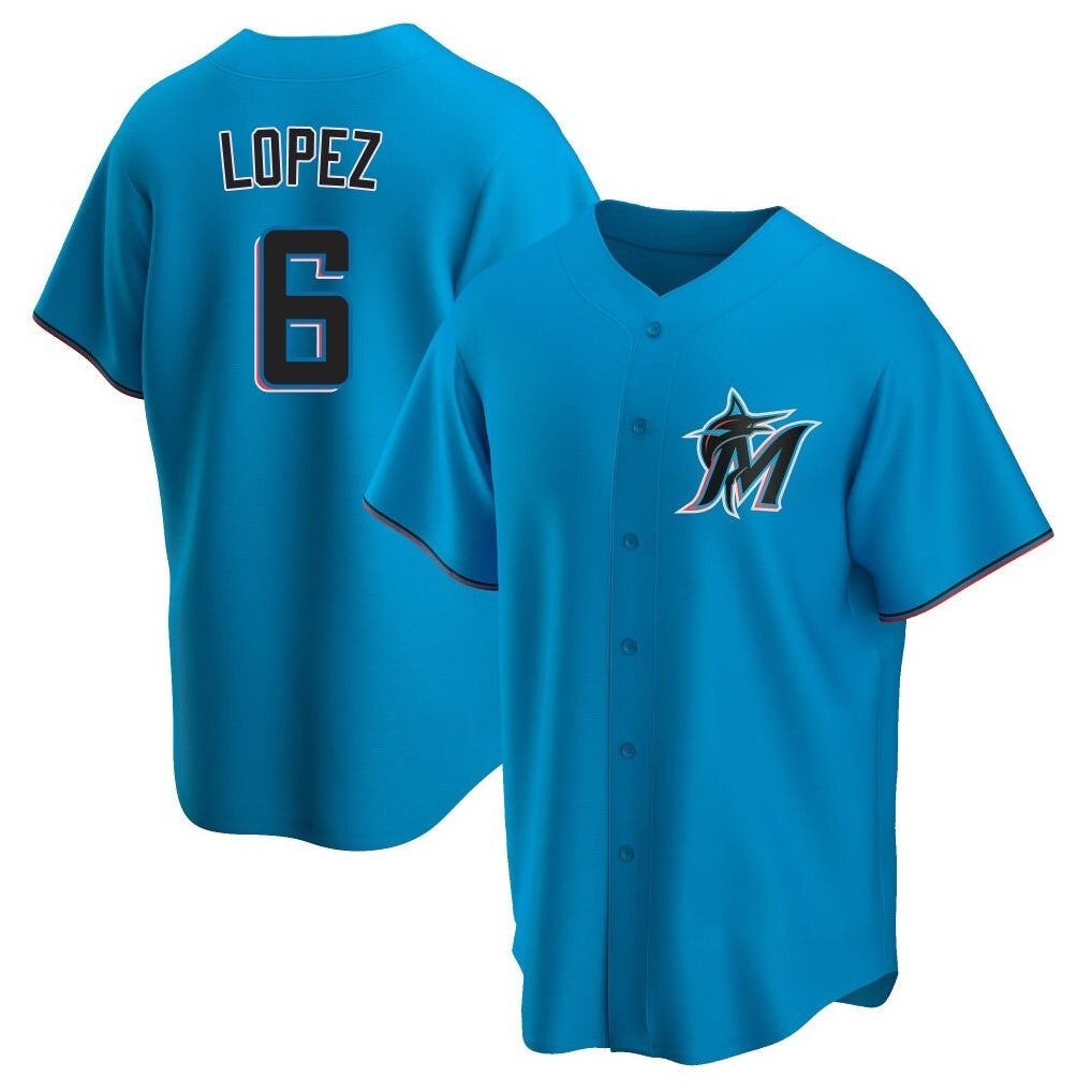 newshops M.Marlins #6 Otto Lopez Player Blue Home Game Stitched Jerseys