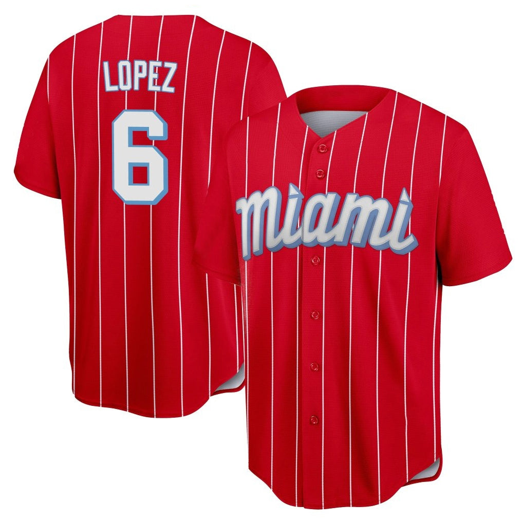 newshops M.Marlins #6 Otto Lopez Player Red City Connect Home Game Stitched Jerseys