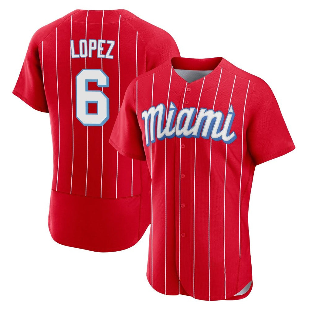 newshops M.Marlins #6 Otto Lopez Player Red City Connect Home Limited Elite Stitched Jerseys