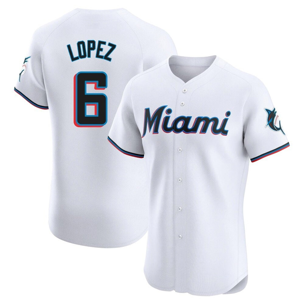 newshops M.Marlins #6 Otto Lopez Player White  Home Limited Elite Stitched Jerseys