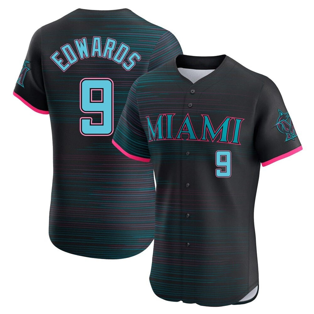 newshops M.Marlins #9 Xavier Edwards Player Black City Connect Home Limited Elite Stitched Jerseys