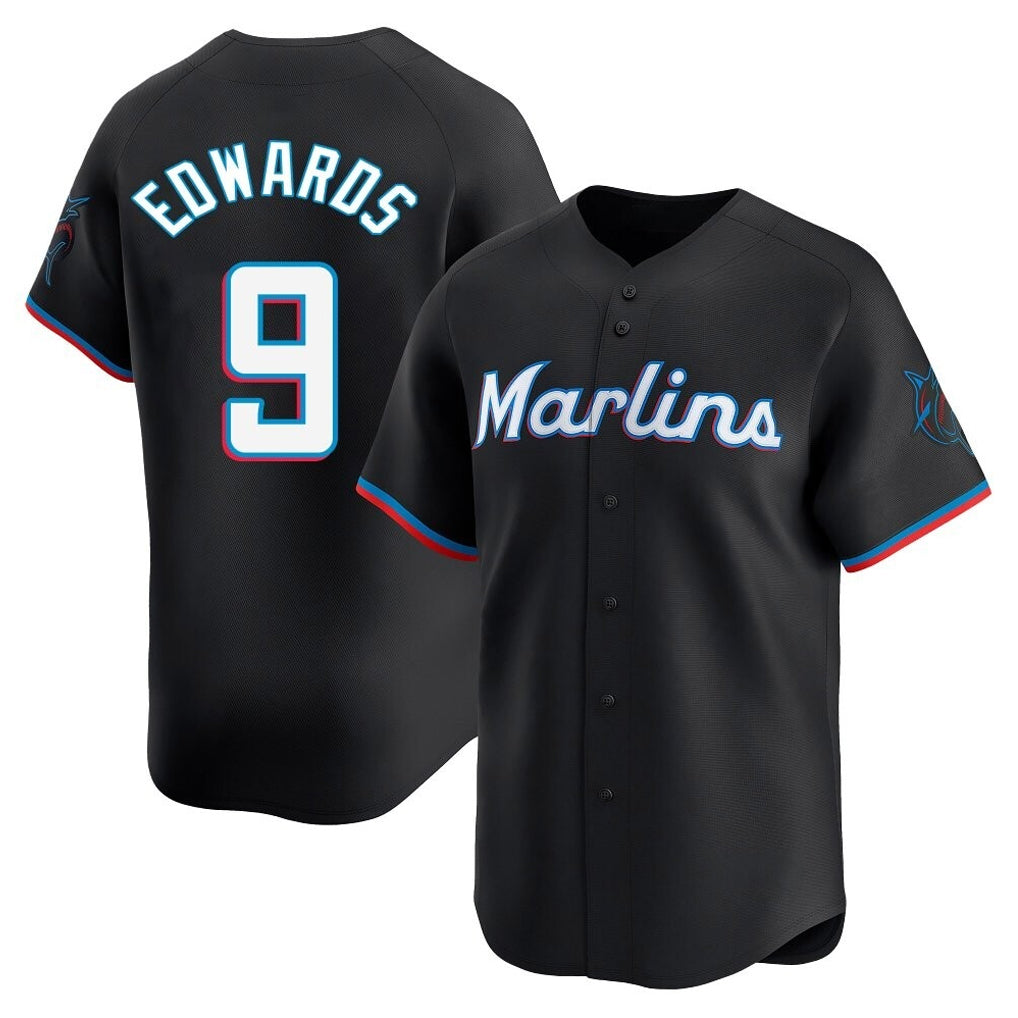 newshops M.Marlins #9 Xavier Edwards Player Black  Home Limited Stitched Jerseys