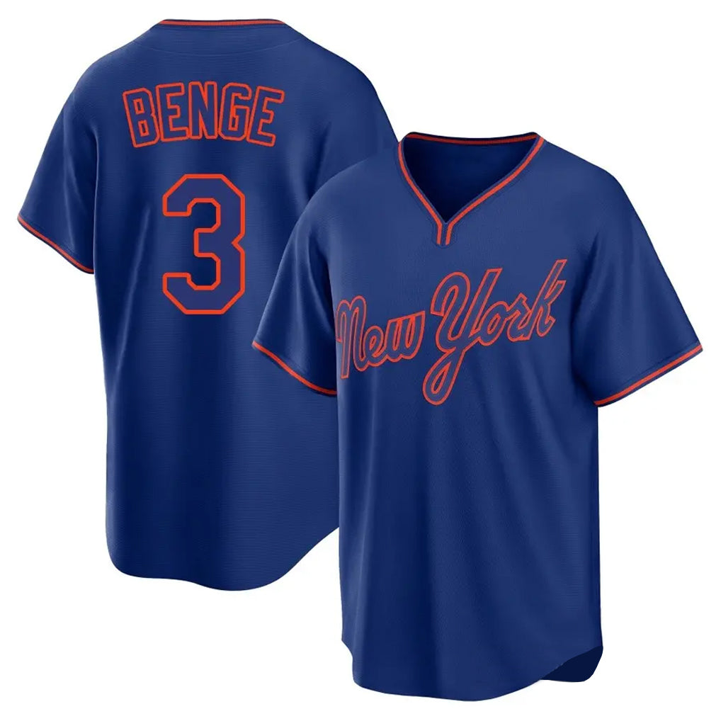 newshops NY.Mets #3 Carson Benge Player Royal T-shirt Home Game Stitched Jerseys