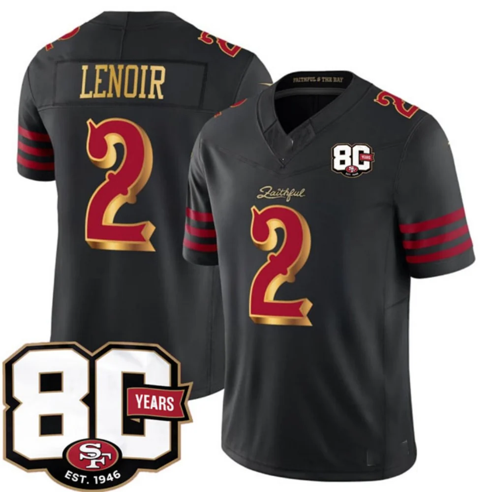 Newshops SF.49ers #2 Deommodore Lenoir Black 80th Anniversary Patch Rivalries F.U.S.E. Vapor Limited Football Stitched Jersey